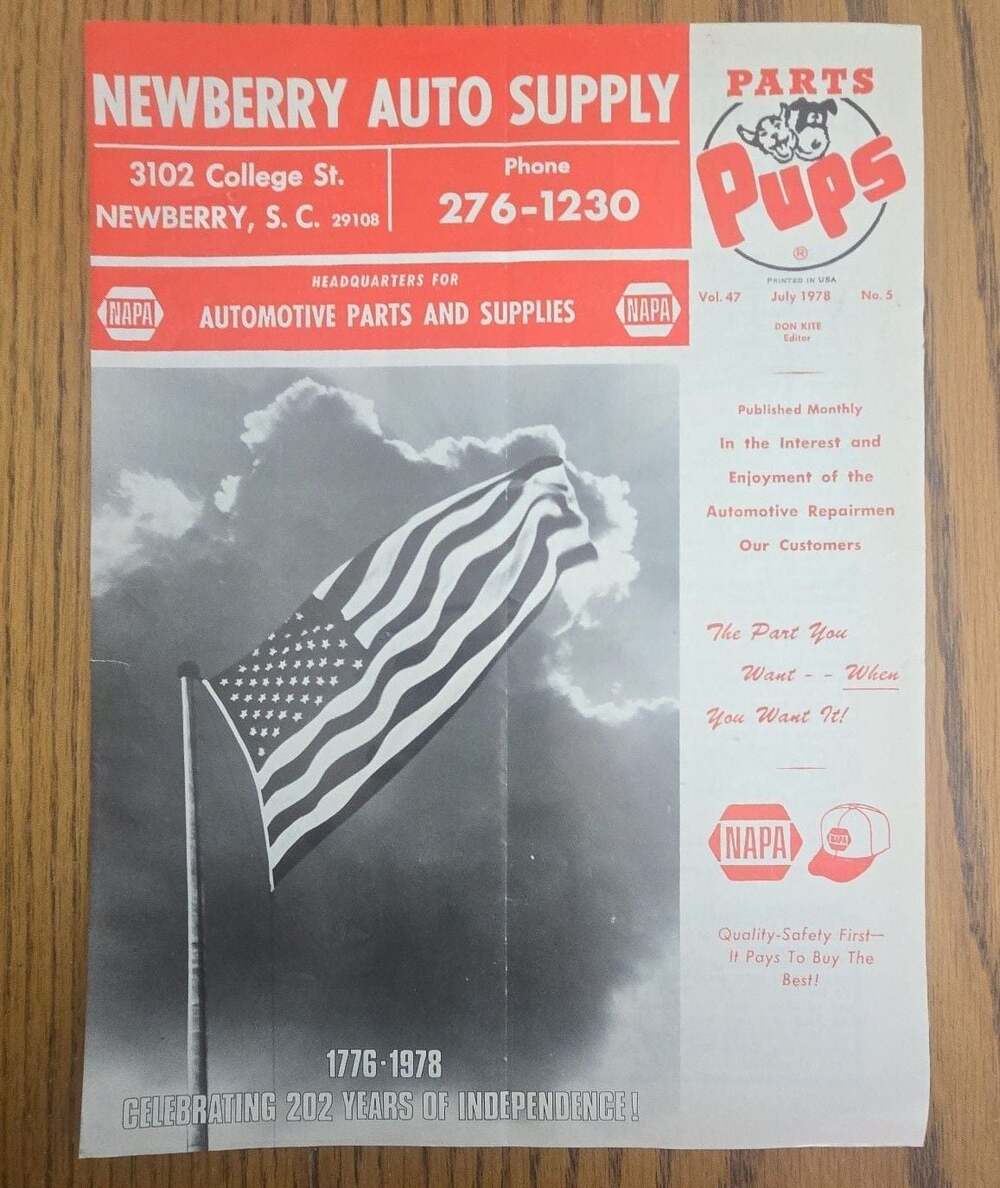 Vintage 1978 NAPA Parts Pups Automotive Magazine Newberry Auto Supply